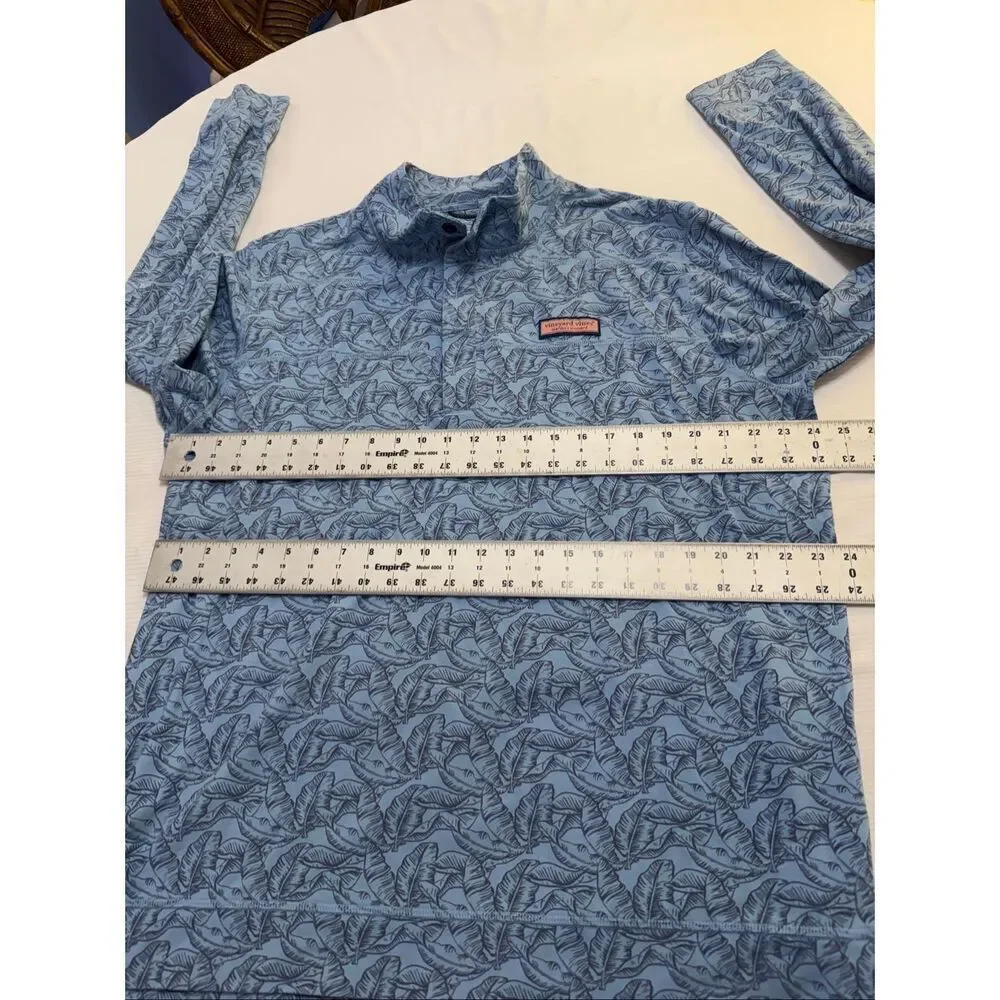 Vineyard Vines Edgartown Shep Blue Palm Shirt Men’s Blue Palm Pullover Size XL